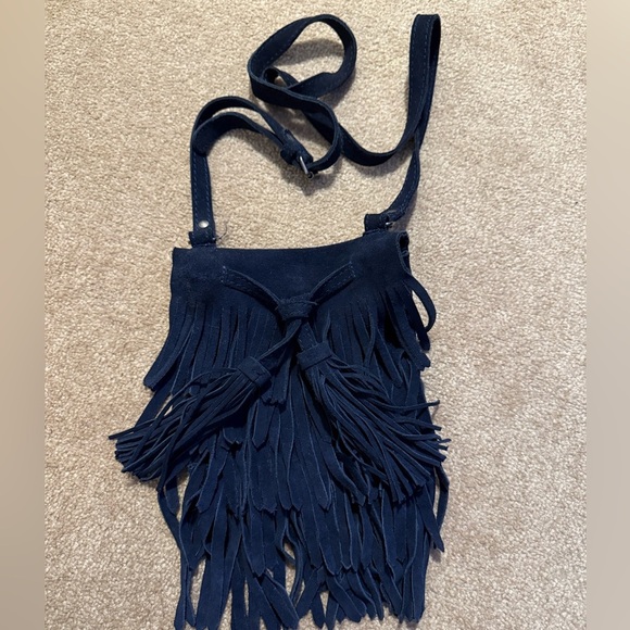 Handbags - Fringe Navy Blue Crossbody Zara Suede